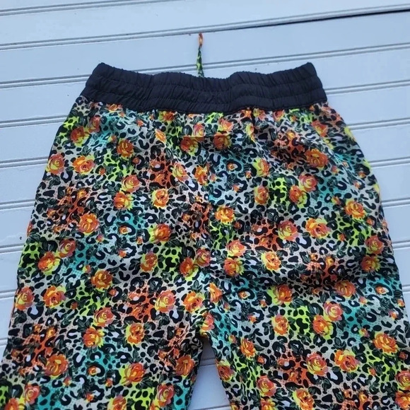 Real Love Girls Floral Lightweight Jogger Pull On Pants Orange Green Sz 14/16 - Picture 4 of 9